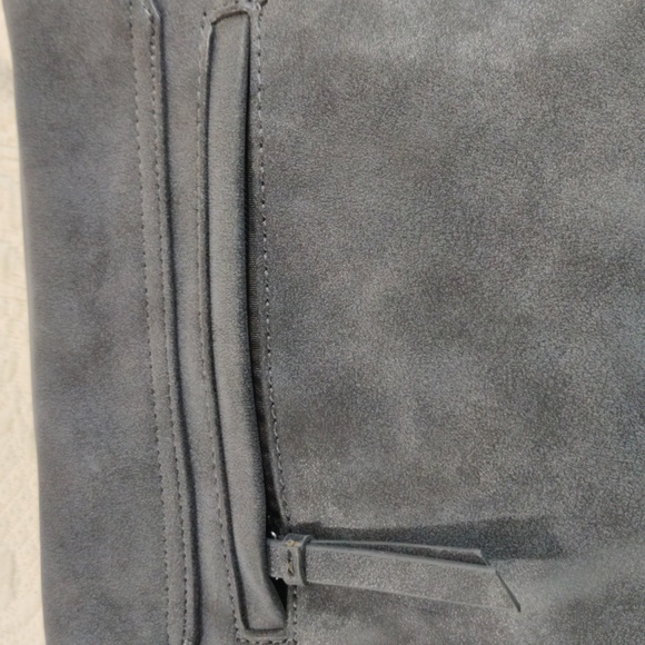 Jessica Simpson Blue Gray Leather Fringed  And Studded Crossbody Handbag Purse - Picture 11 of 14